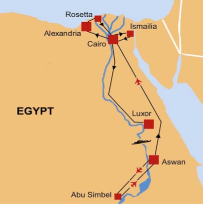 Map of ByRoads' Egypt Tour