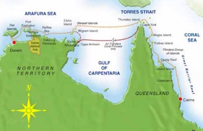 Cape Yoprk & Arnhem Land cruise map