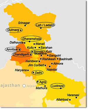 Northern India map