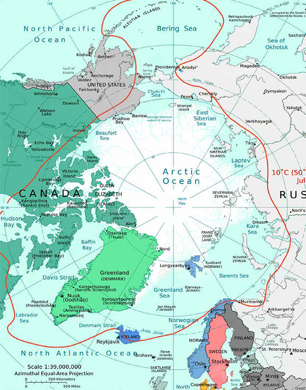 Map of the Arctic region